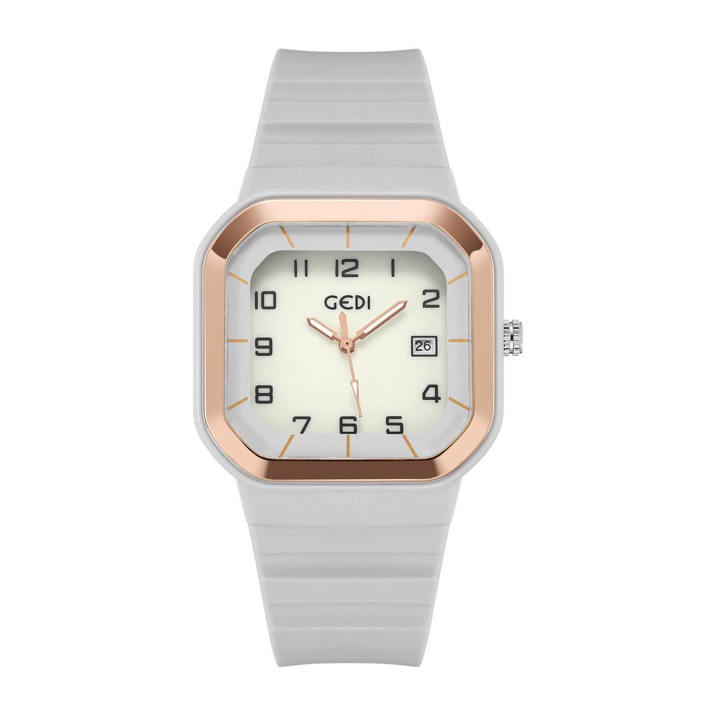 Student Sports Wind Test Watch Square Dial With Luminous Belt Calendar Silicone Belt Waterproof Quartz Watch