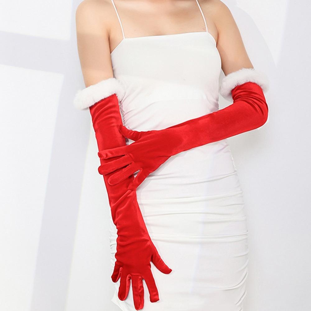 Cosplay Christmas Gloves Plush Etiquette Mittens 55cm Velvet Long Gloves Autumn