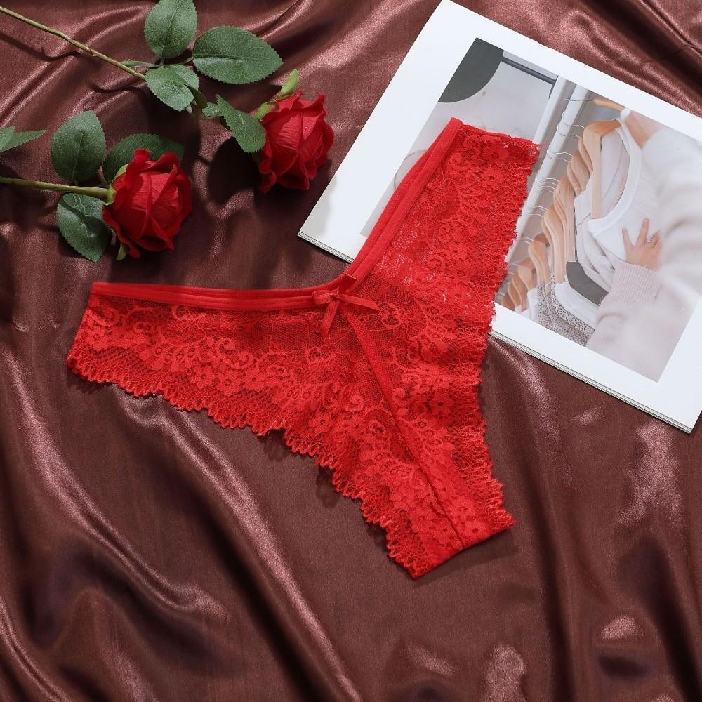 Low Waist Women Lace Flower Briefs Cotton Crotch Floral Underpants Lace Thong Panties Underwear