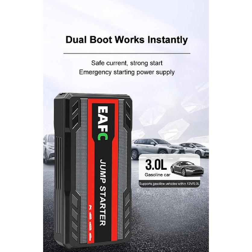 EAFC 12V Car Jump Starter Power Bank Portable Emergency Battery Booster 600A Start Device PowerBank with LED Lighting for Auto