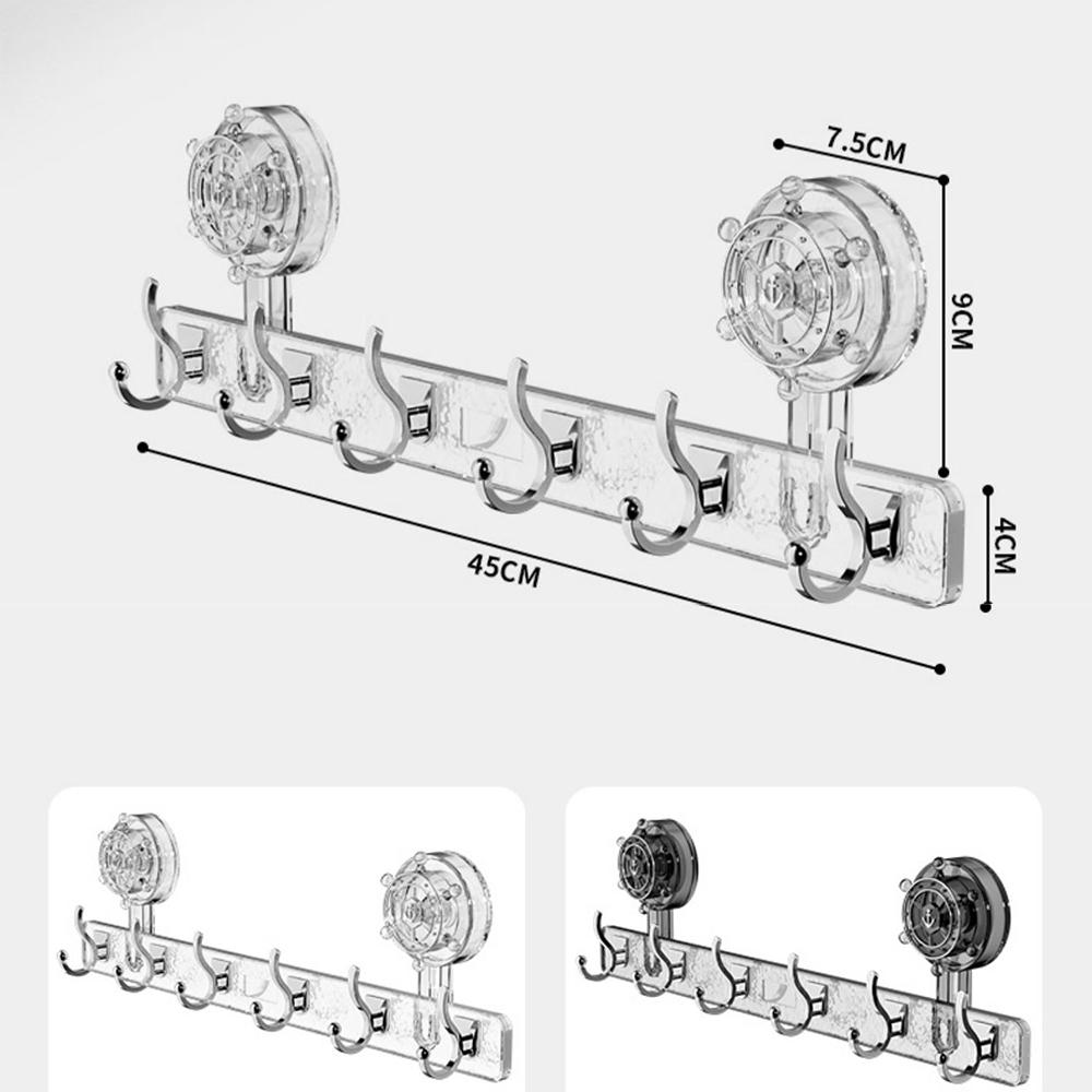 6 Hooks Suction Cup Towel Holder, Removable Shower, ABS Bathroom Towel Holder, Towel Bar with Hooks for Kitchen and Bahroom