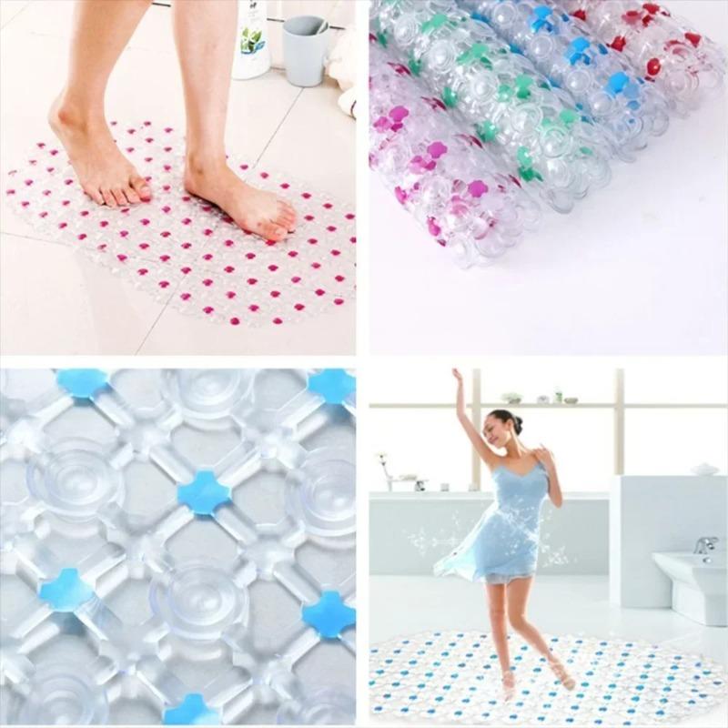 1PC PVC Bathroom Floor Mat Bathroom Accessories Anti Slip Shower Pad with Suction Cup Suction Cup Anti Fall Children's Foot Pad
