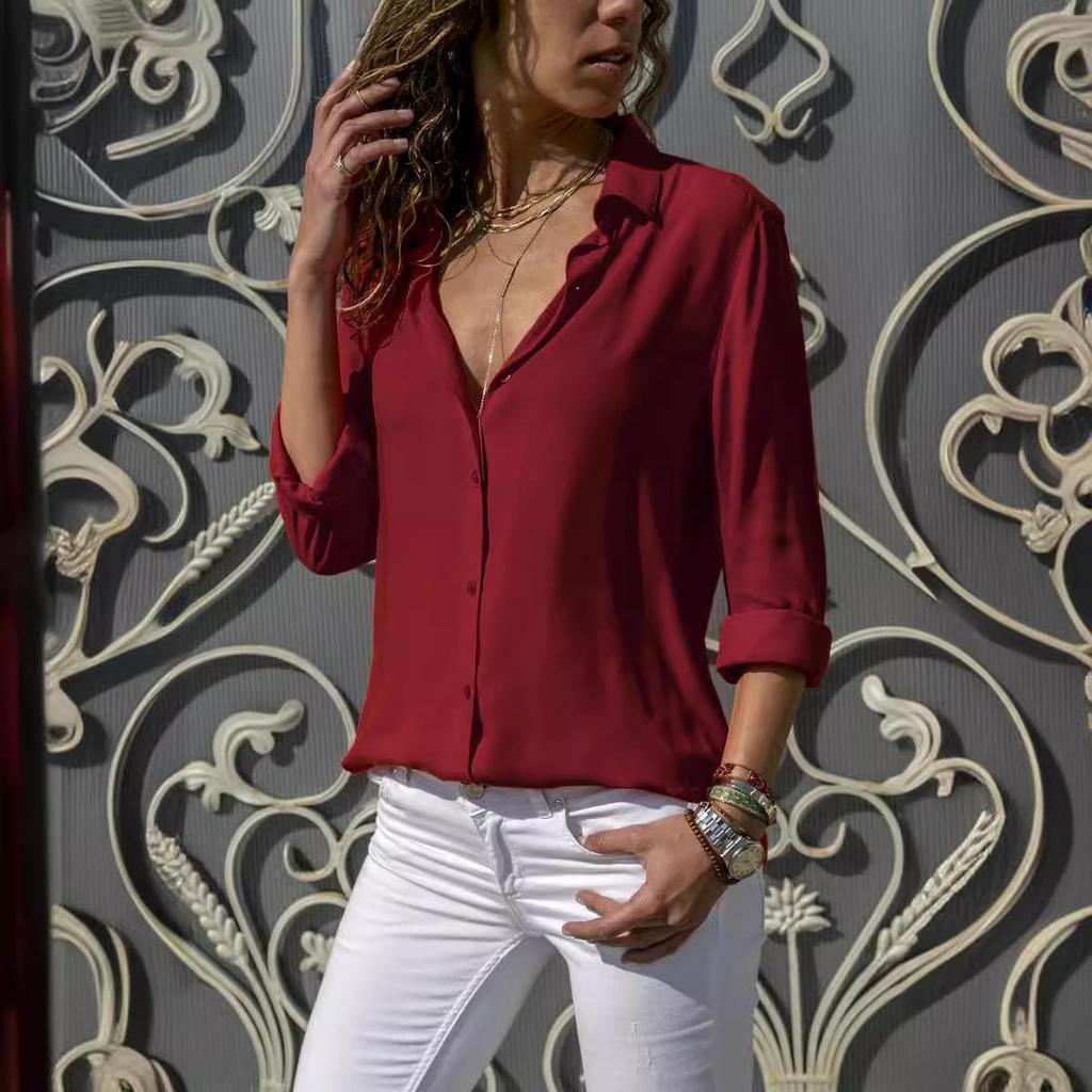 Women's Slim Fit Long Sleeve Professional Blouse - Business Formal Summer Top