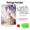 Cute Cat Pearl Painting Handmade DIY 5D Creative Ornaments Living Room Home Decoration Painting with Wisteria Flowers