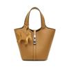 Women's Leather Tote Bag, Small, Cute, Stylish, Large Capacity, Lightweight, Popular, High-End Look, Simple, Soft, Self-Standing, Inner Pocket, Charm