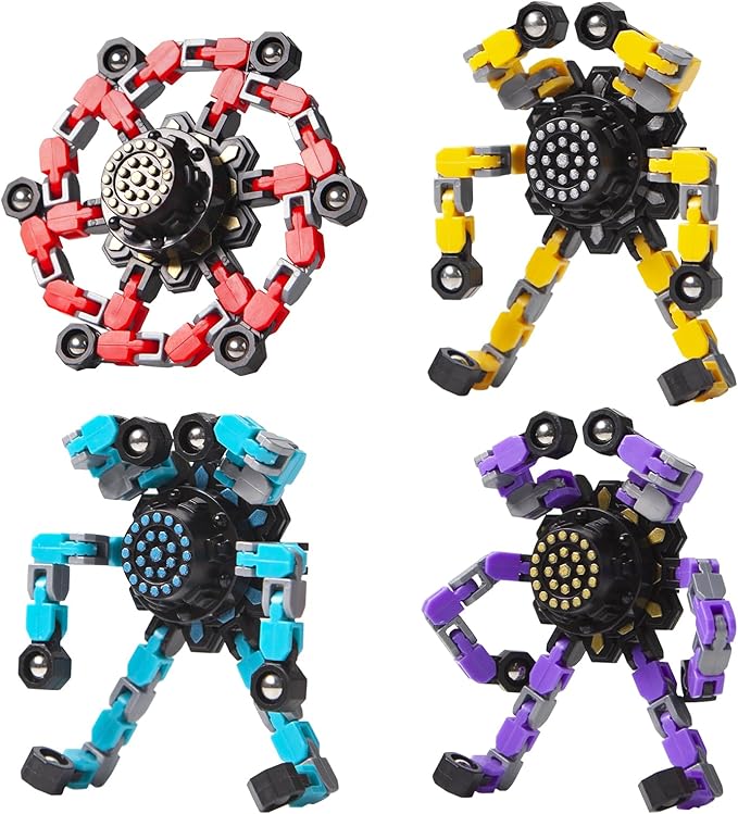 Fidget Spinner Toys Transformable Chain Robot Finger Toy for Kids and Adults Stress Relief Sensory Fidget Toys Fingertip Gyros