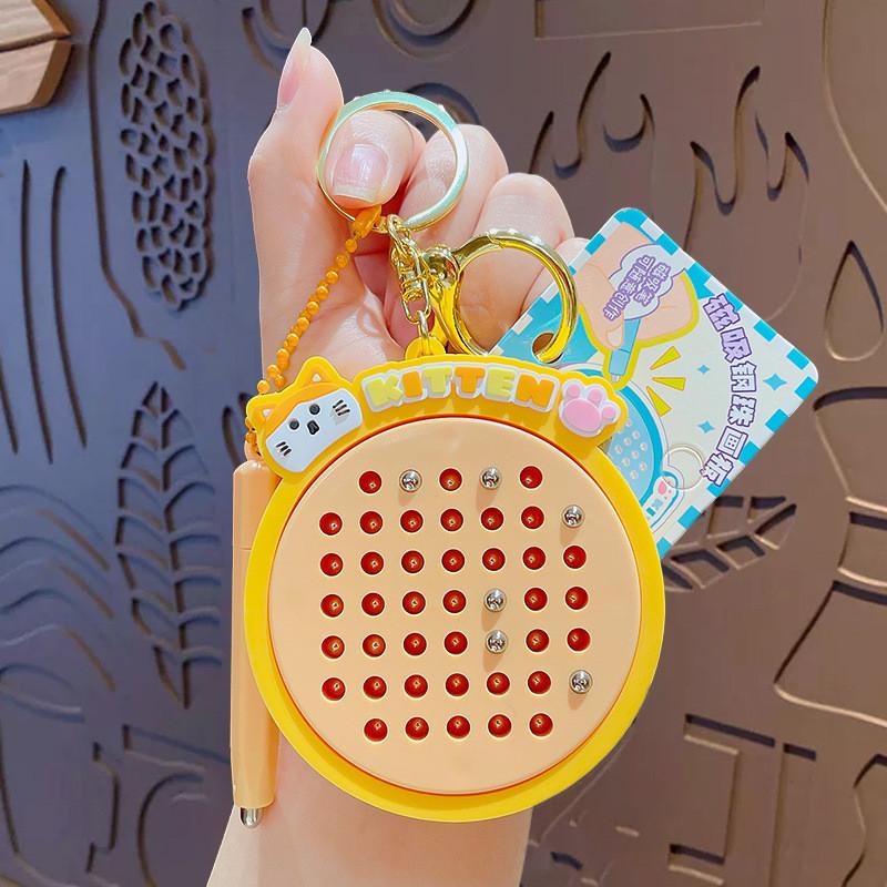 Steel Magnetic Ball Drawing Board Keychain Backpack Pendant Ornaments Gift