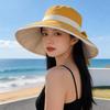 Fisherman's Hat Women's Colored Glue Sunscreen Bow Splicing UV Protection Basin Hat Big Edge Sun Hat