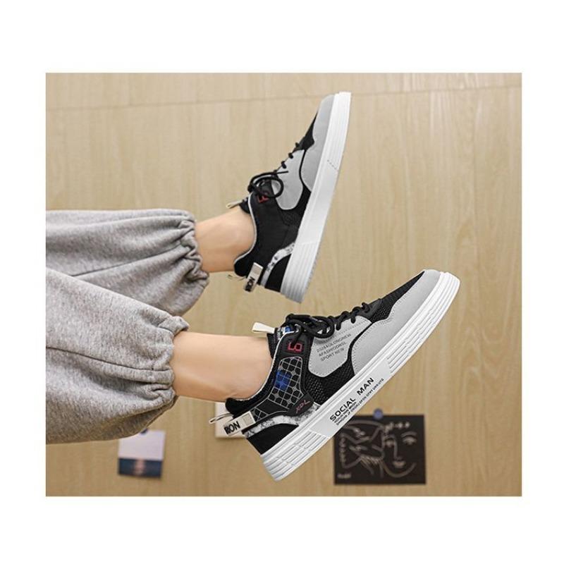 Men‘s Canvas Low-Top Mesh Sports Casual White Student Men‘s Board Shoes Versatile.
