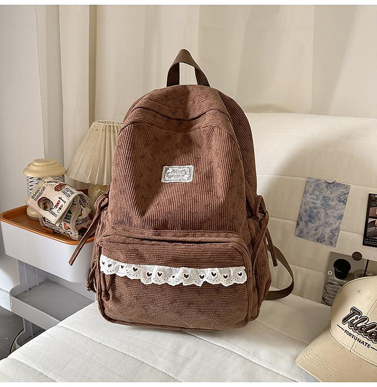 Schoolbag Korean Ins Style Backpack for Girls Junior High School Students, White High-value 1011 New Bow Campus Schoolbag for Women