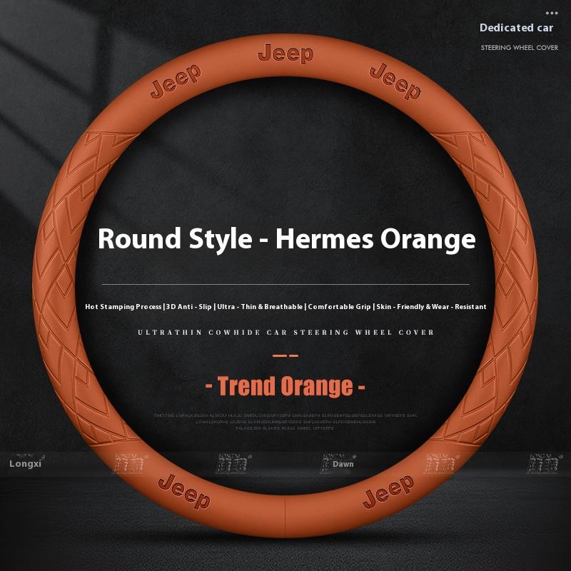 Car AntiSlip Leather Steering Wheel Cover For Jeep Wrangler Renegade Patriot Commander Grand Cherokee Compass Wagoneer Gladiator