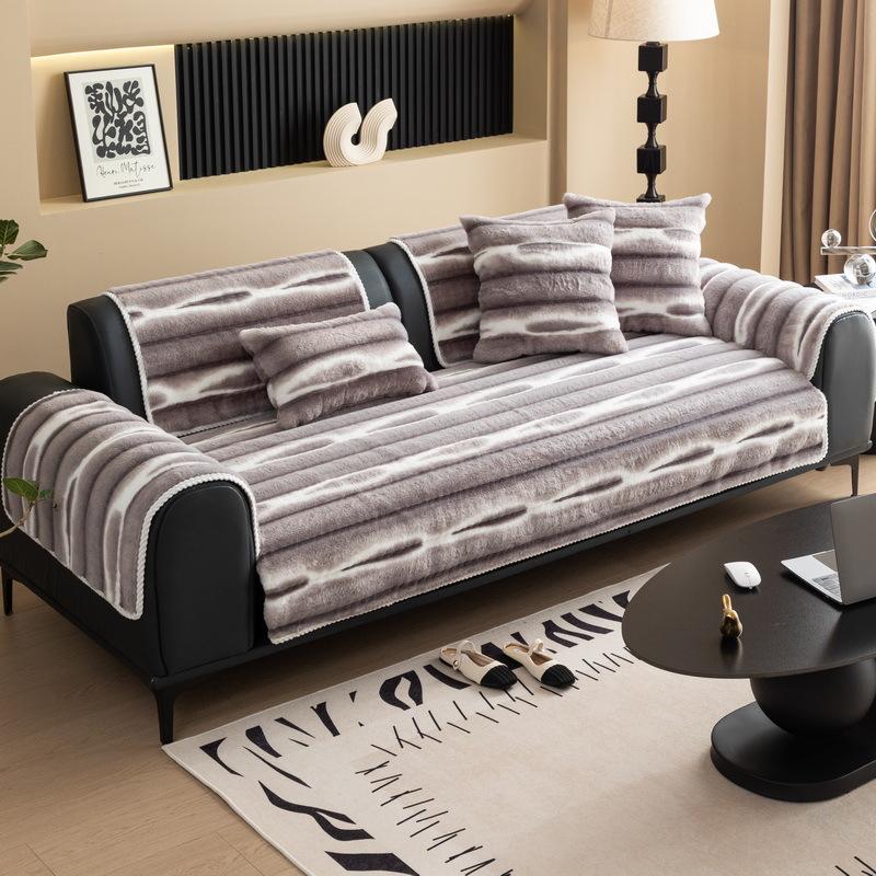 Imitation Mink Sofa Cushion Autumn And Winter Plush Seat Cushion Light Luxury High-Grade Leather Sofa Cover  New Cover