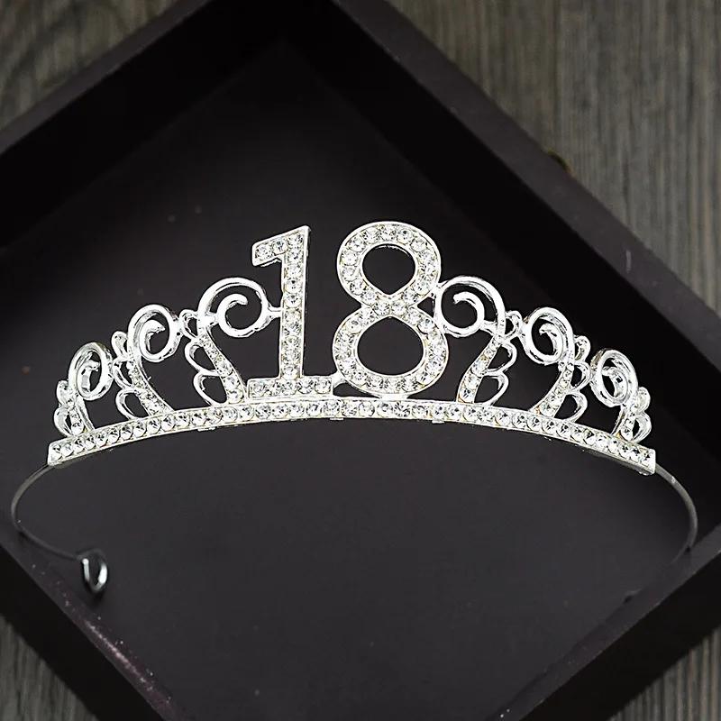 1 Pcs 18th Birthday Princess Crown Headband Crystal Wedding Crown Hairband Women Headwear Hair Decor