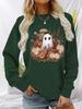 2025 Autumn/Winter Halloween Ghost & Pumpkin Hoodie, Versatile Long Sleeve, Round Neck