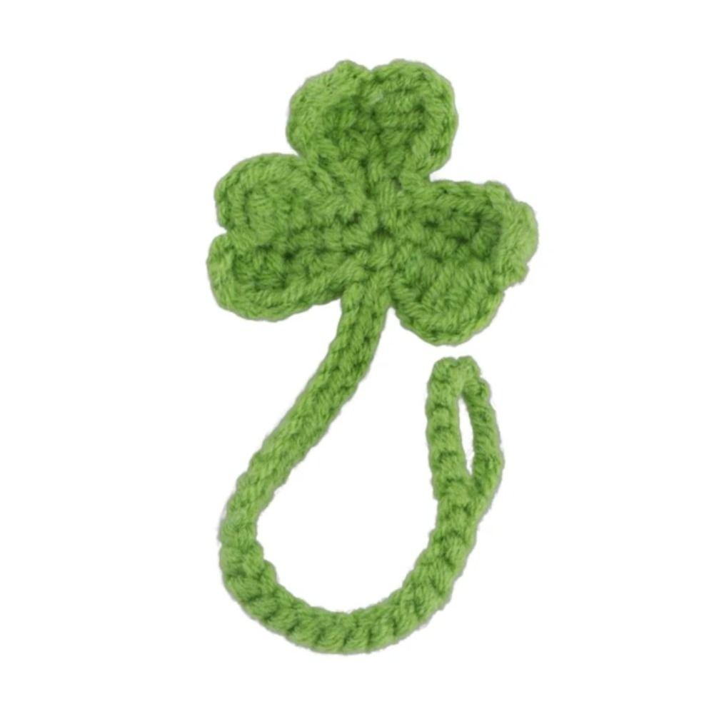 Knitted Green Leaf Bookmark Data Cable Strap Crochet Leaf Sprout Leaf Sprout Bookmark  DIY Craft