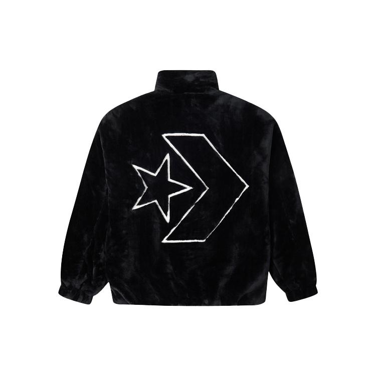 Converse Loose Stand Collar Stay Warm Logo Jacket Couple Style Black Men's 10023526-A01