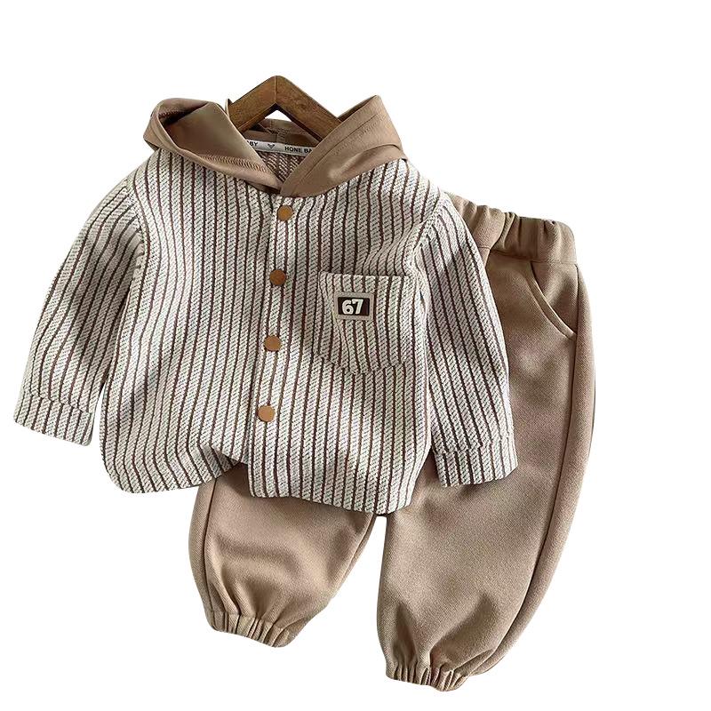 Boys' Striped Hooded Long-Sleeve Shirt - Stylish Kids Autumn & Spring Wear