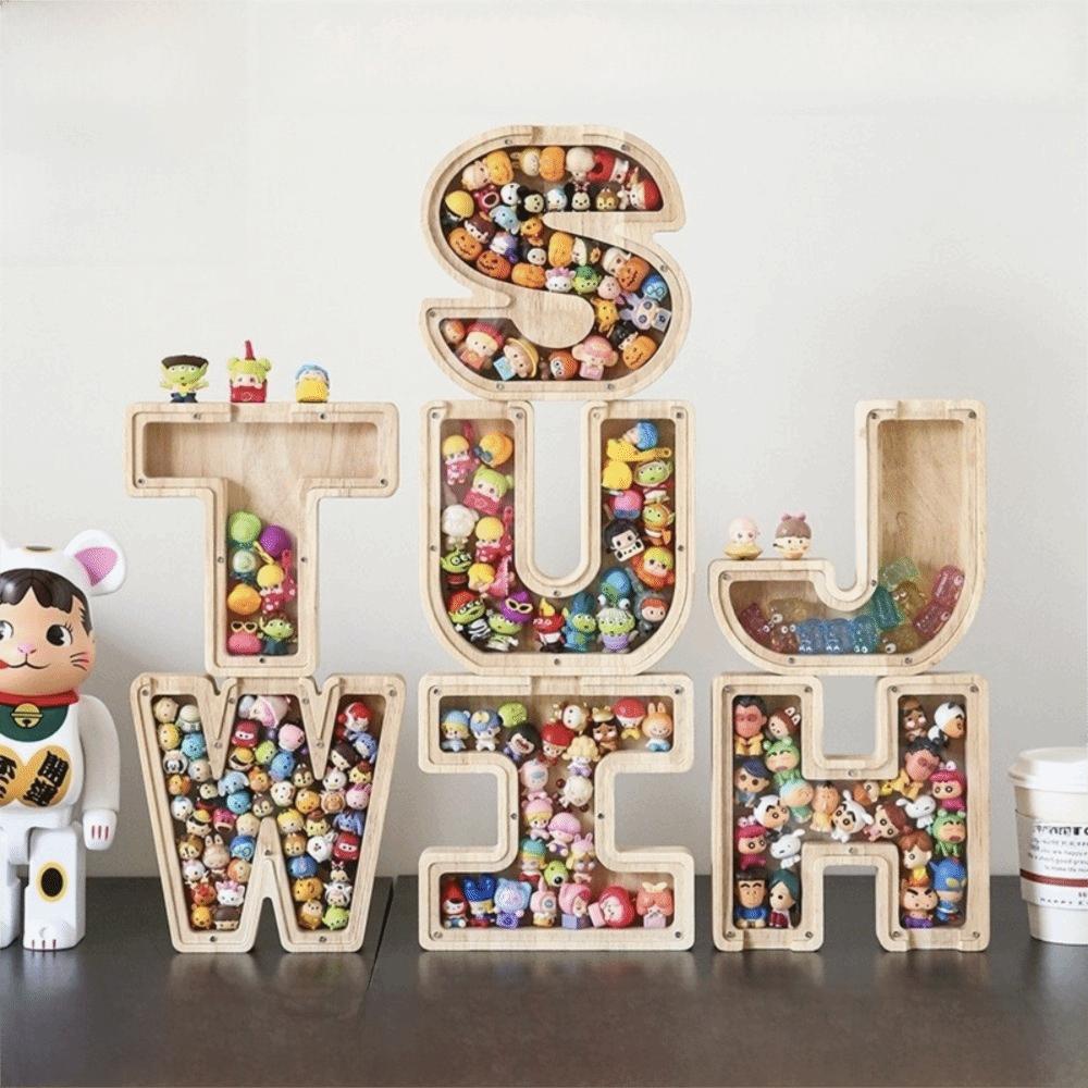 Clear Acrylic Wooden Letter Piggy Bank 26 Letter Children's Toy Storage Box Coin Storage Case Gift