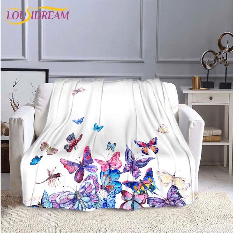 Butterfly Throw Blanket Soft Comfortable Sofa Blankets and Throws Flannel Blankets for Adults