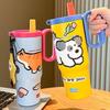 New Large-Capacity Insulated Cup, Stylish Water Bottle, Straw Cup, Ice Cup, Giant Cup with Handle, Dopamine
