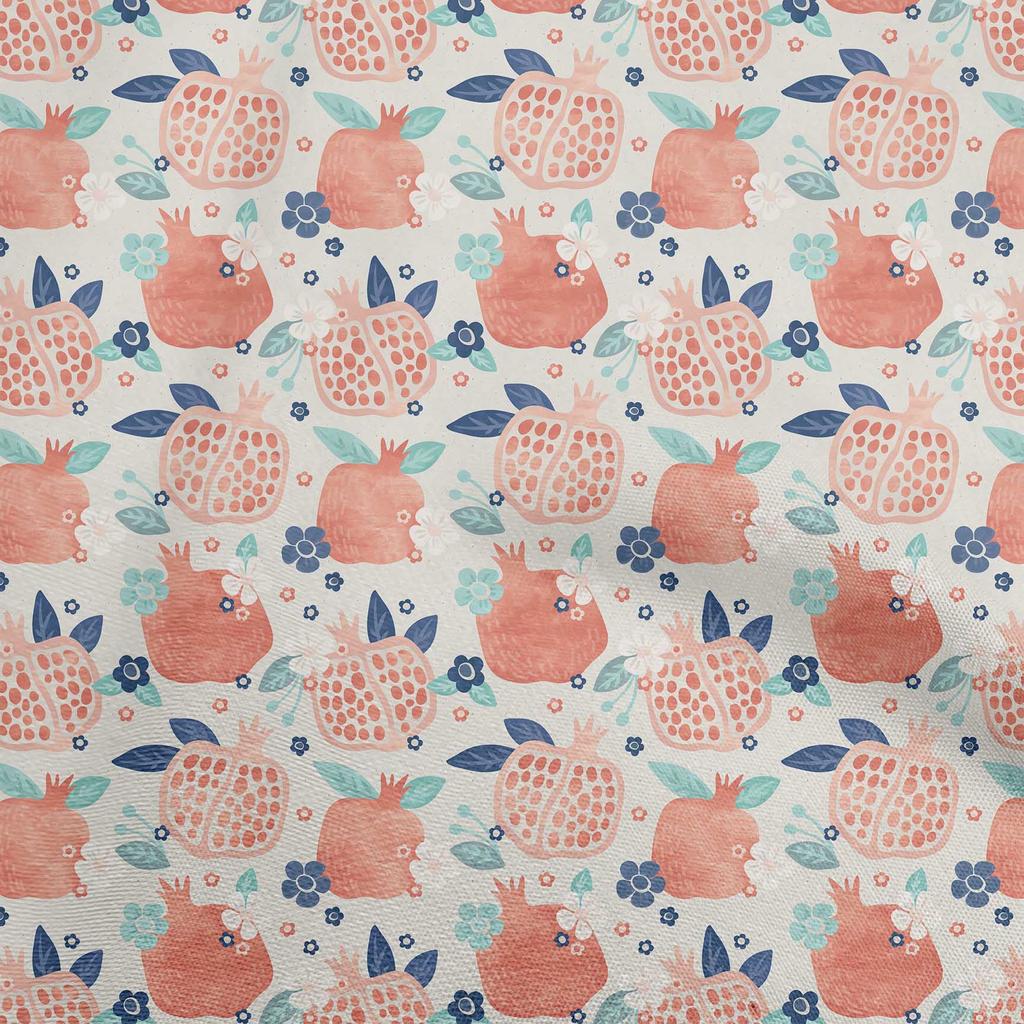 oneOone Cotton Flex Dark Blue Fabric Pomegranate Sewing Material Print Fabric By The Yard 40 Inch