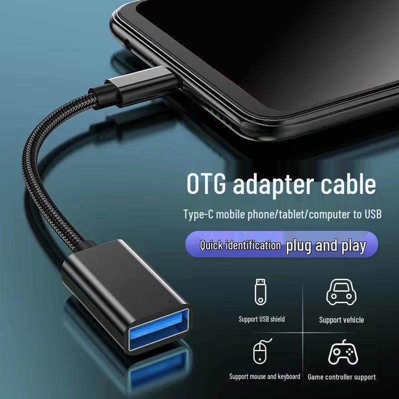 OTG Type-C To USB 2.0 Female Adapter Cable for Fast Charging & Data Transfer