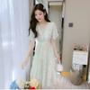 French Floral Chiffon Dress for Women Summer New Temperament Waist Chic Skirt