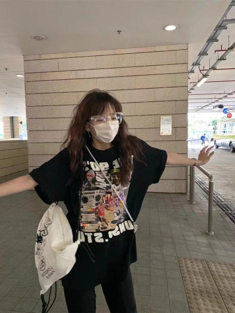 American Retro Trendy Plus Size Women's Pure Cotton Short Sleeve Summer Mid-length Casual Top