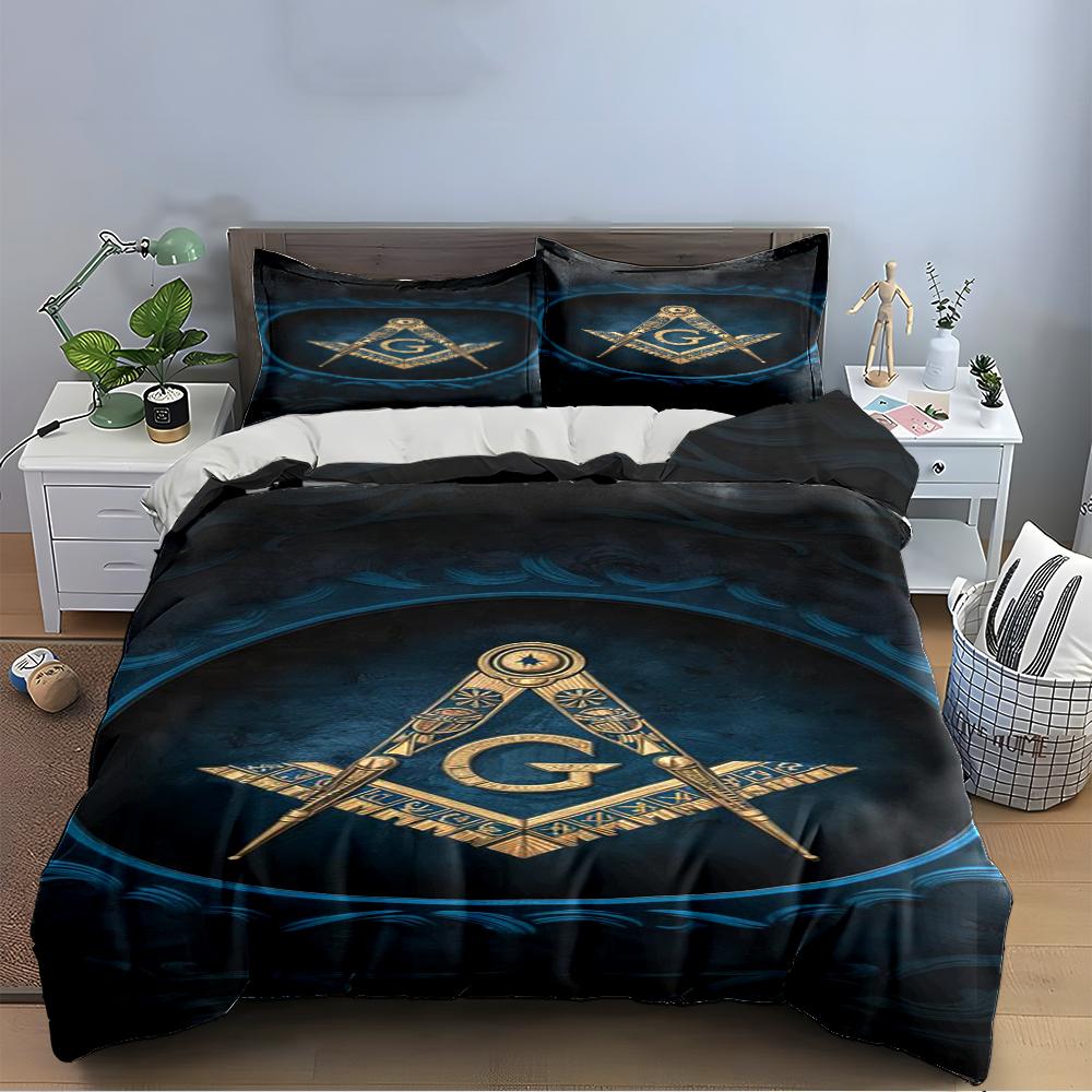 Masonic Symbol Design Bedding Set Bedding set (1 duvet cover, 2 pillowcases, duvet not included)