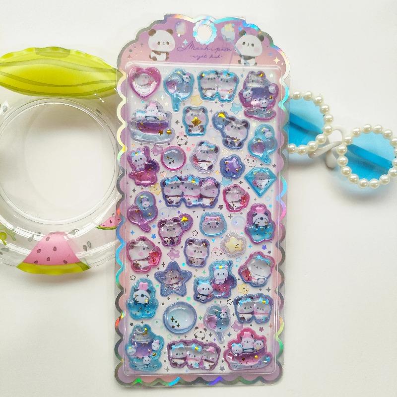 New Kids Reward 3D Relief Stickers - Japanese Cute Cartoon Crystal Gem Diamond Decals for DIY Journal Crafts & Gift Presents