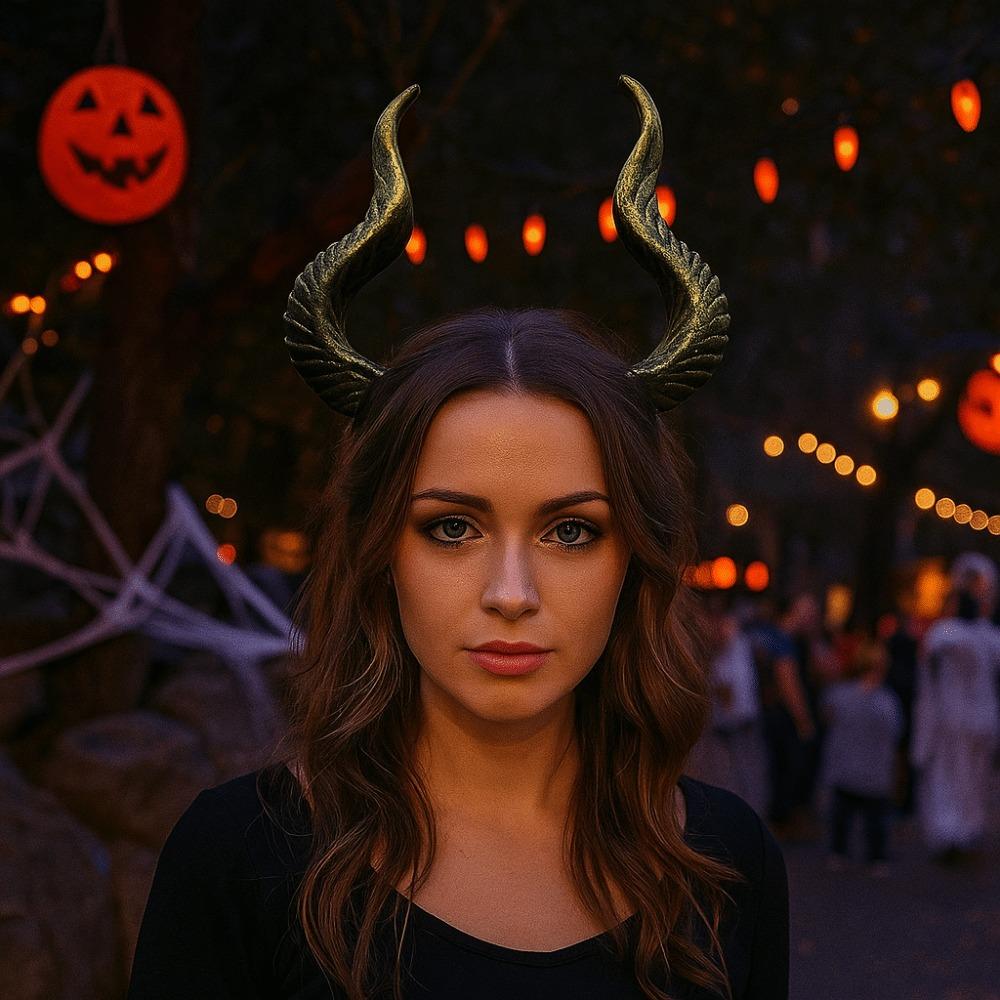 PU Cosplay Hairband Ox Horn Halloween Hair Hoop Halloween Horns Headband  Stage Performance Props