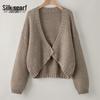 Women's Relaxed Fit V-Neck Short Knit Cardigan