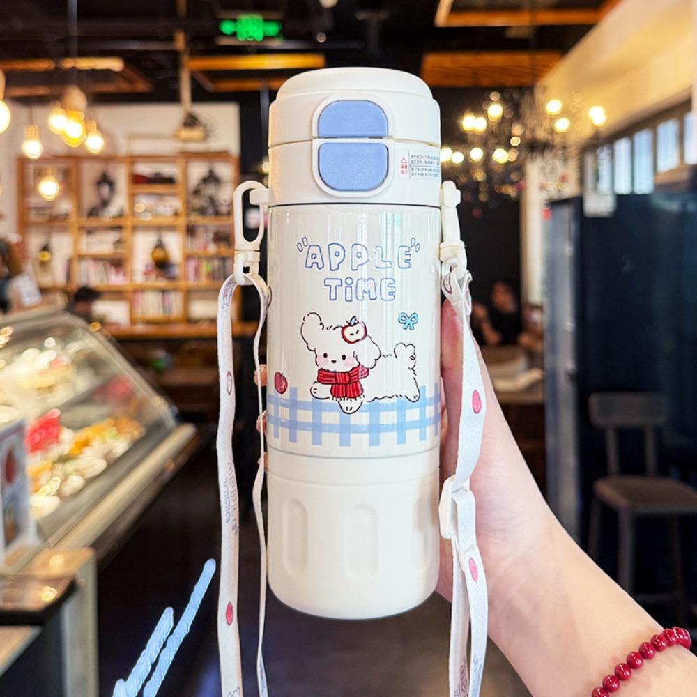 

Cute 480ML Insulated Cup Stainless Steel with Lifting Rope Water Bottle Large Capacity Vacuum Flasks for Boys and Girls 401-500ml