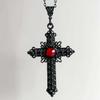 Gothic Cross Necklace With Red Crystal Pendant For Women And Men