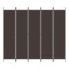 5 Piece Folding Screen In Brown 250 X 220 Cm Fabric