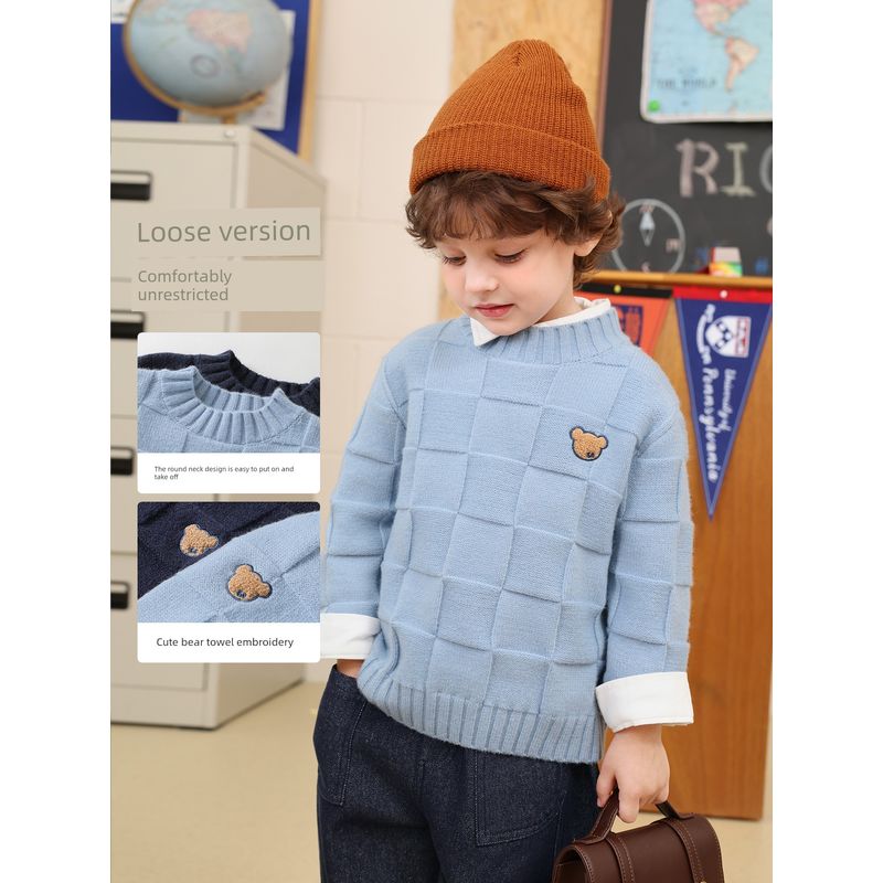Jungen Pullover Akademischer Bär Serie Gestrickt 2025 Neuer Pullover Strickwaren Kinderkleidung Baby Kleinkind Pullover