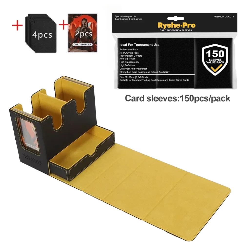 3in1 Deck Box Card Waterproof Storage Box Fits 200+ Single Sleeved Card for MTG TCG CCG PKM Cards with 4 Dividers &2 Toploaders