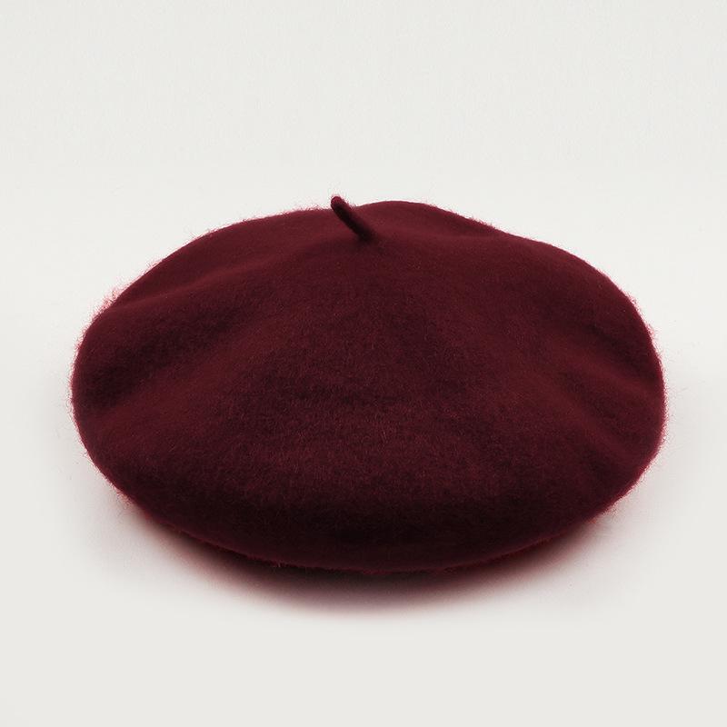 Dámský fialový vlněný baret: Klobouk se širokou krempou, Vintage britský, korejský a japonský styl pro podzim/zimu