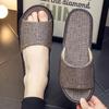 Summer linen slippers men's home indoor soft bottom floor non-slip breathable home fabric cool slippers women's summer