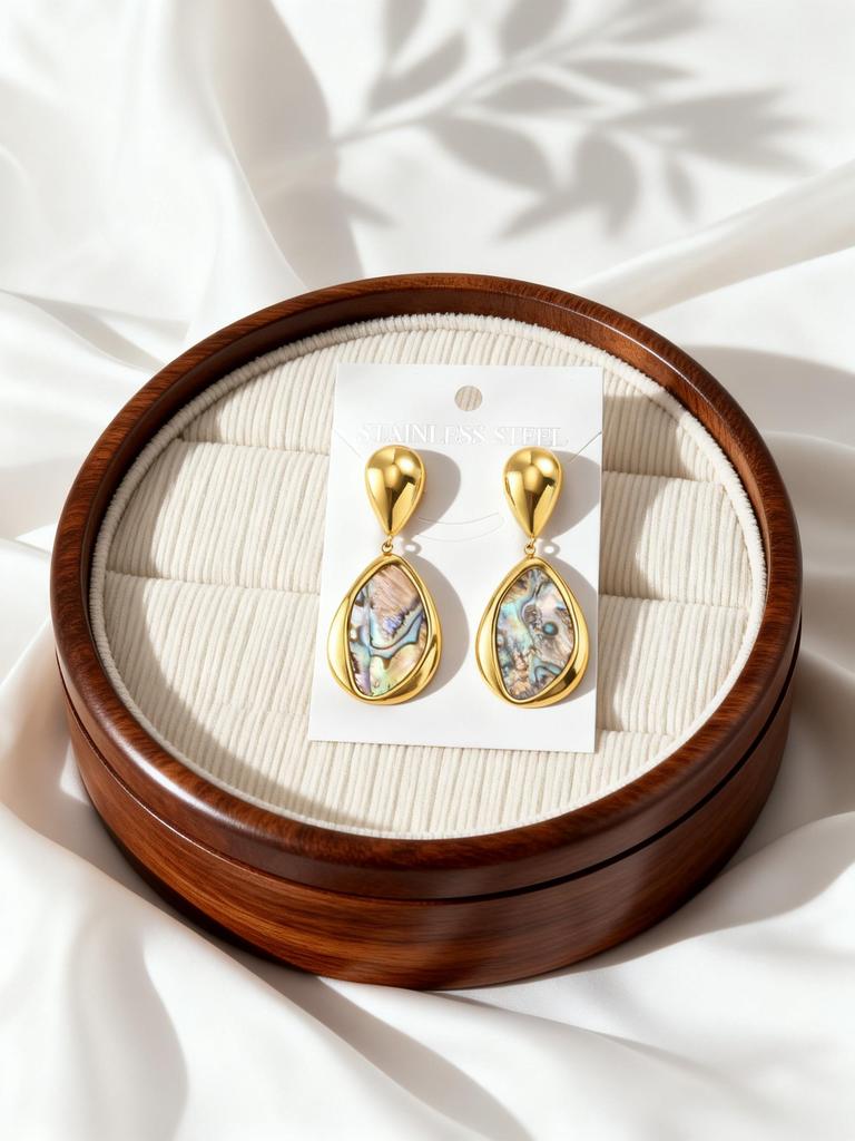 Elegant Stainless Steel Abalone Shell Earrings for Women Irregular Shell Earrings Waterproof Fashion Jewelry Gift