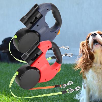 Haustierprodukt Haustier Laufen Automatisches Ausziehbares Flexibles Hunde Katzen Zugseil Zweiköpfiges Hand Halten mit LED-Licht