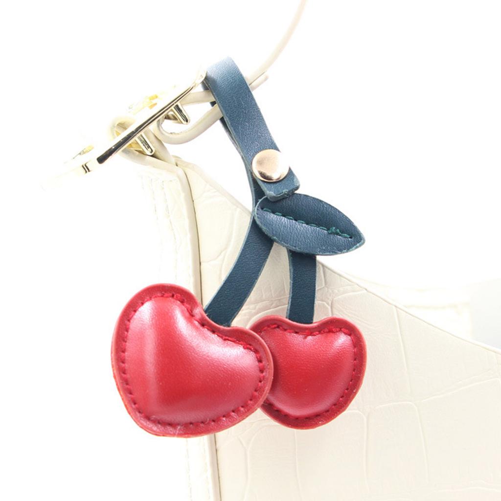 Pendentif Sac Cerise en Cuir PU Élégant Forme de Fruit Porte-clés Charme de Sac à Main Tendance Accessoires pour Femmes Filles