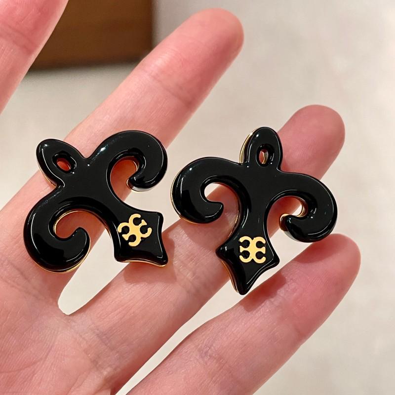 Vintage Black Series Stud Earrings 925 Silver Needle Minimalist High-End Personality Accessories for Women