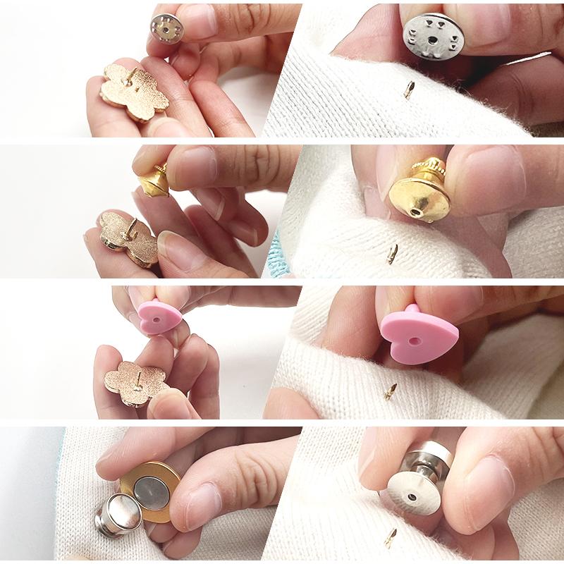 Factory Supply Brooch Accessories Round Blank Nail Locking Pin Metal Crafts Solid Brass Butterfly Clutch Pin Back