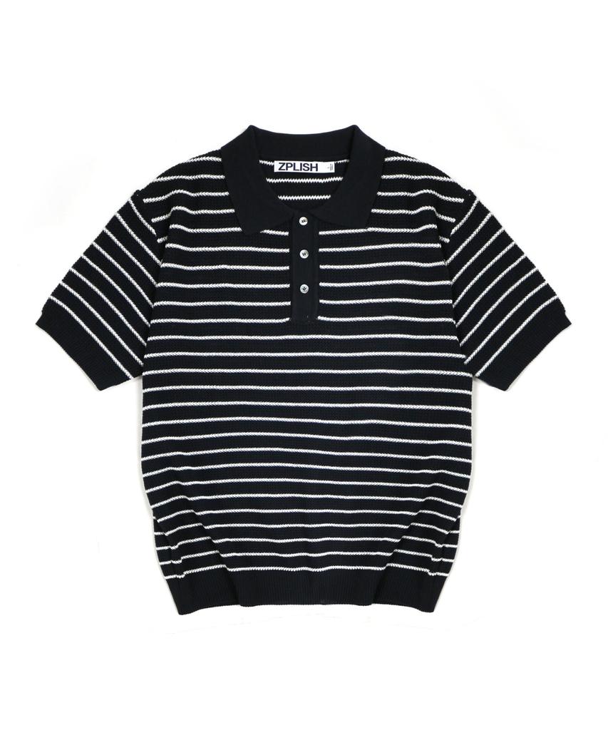 ZPLISH Striped Collar Knit Black