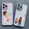 Cute Cartoon Hand Drawn Beautiful Girl Phone Case for Iphone 16 15 14 Pro Max 13 11 12 Mini Pro Max X XR XS 7 8 Plus SE2 Cover
