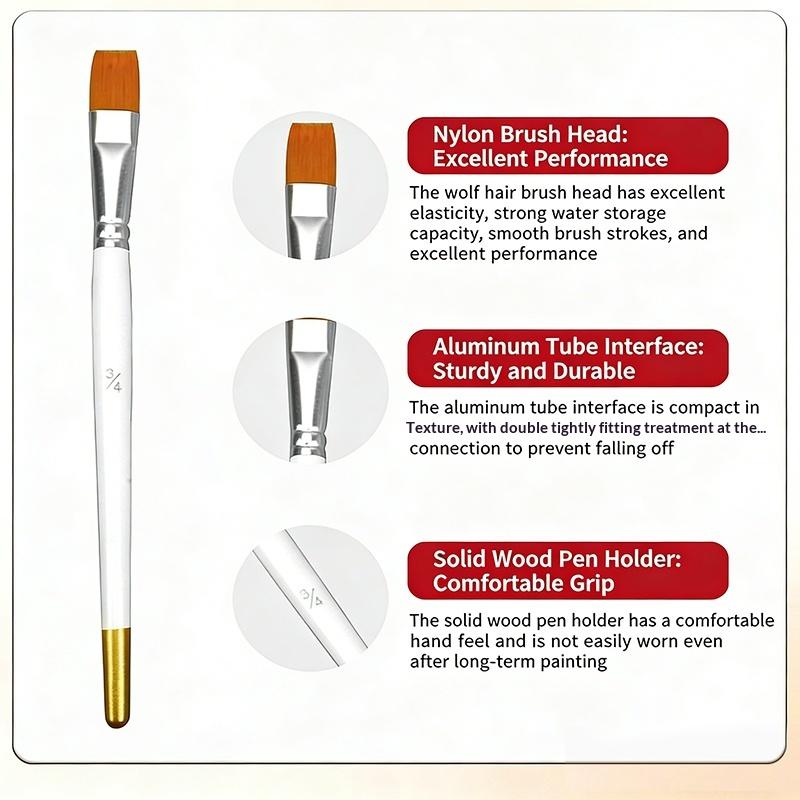 Acrylic Oil Watercolor Artist Brushes Set 6pcs Nylon Material Soft Bristle for Kids Classroom Art Drawing Projects