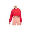 Moletom Cropped de Manga Longa com Capuz e Cordão com Logotipo Feminino Tops Vermelho DQ4391-612