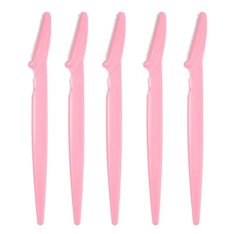 

5 шт. триммер для бровей из нержавеющей стали, острый скребок для бровей, триммер для бровей, инструмент для макияжа и ремонта бровей розовый