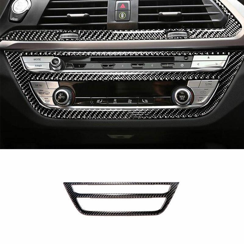 Real Carbon Fiber Console CD Button Control Frame Trim For BMW X3 X4 2018-